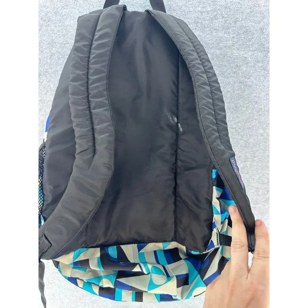 Jansport Blue Geometric Bug Student Backpack Compartments School Travel Bookbag